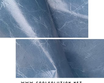 Blue Glossy Cracked Leather Piece Distressed Shiny Leather DIY Crafts Upholstery Bag Making 12 Sizes