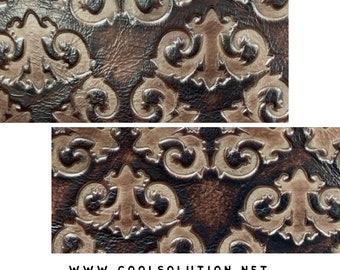 Embossed Leather Sheets King Chocolate, Cut to Size, 1.2-1.4 mm / 3-3.5 oz Leather for wallets, soft leather for earrings,