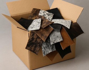 Assorted Hair On Cowhide Leather Scraps – Genuine Assorted Remnants for Crafts, Earrings, Western & Upholstery Projects