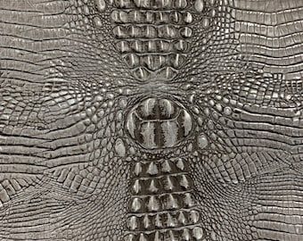 Embossed Leather Sheets, Crocodile Grey & Silver, Cut to Size, Leatherworking,  1.2-1.4 mm / 3-3.5 oz For Earrings, Wallets, Upholstery