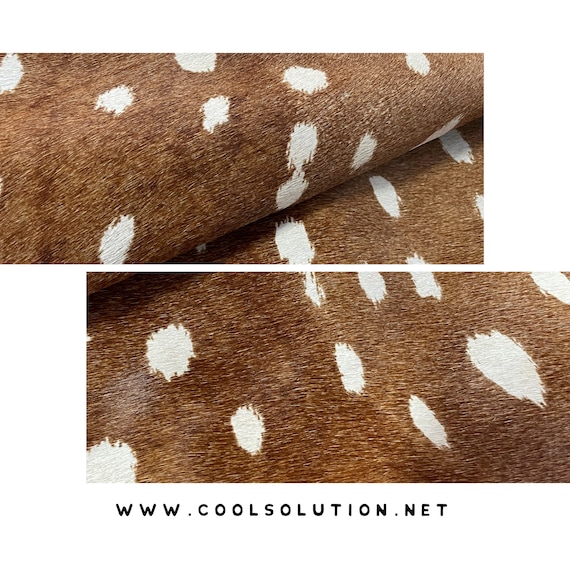 Cowhide Axis Deer Print Stenciled Leather, Cut to Size, Hair On Leather, Printed Leopard, 4.5-5oz - 1.8-2mm, Leatherworking, Leather Sheets