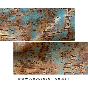 May include: Two rectangular panels of textured material with a distressed, metallic finish. The panels feature a mix of teal, gold, and brown tones, with dark linear patterns. The website address "WWW.COOLSOLUTION.NET" is printed at the bottom.