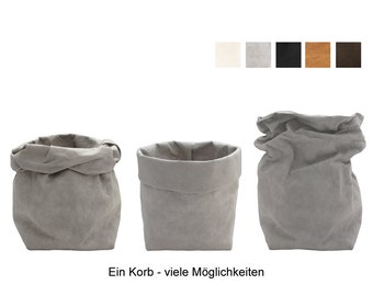 Basket made from the trendy material washable paper (10.5 x 10.5 x 23 cm)