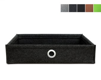 Made-to-measure felt drawer with fixed edges and a handle hole