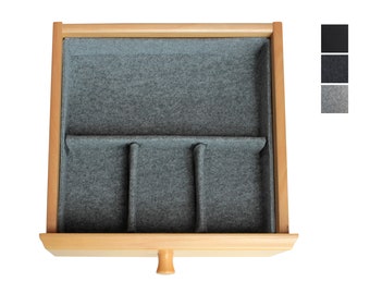 Custom-made felt drawer insert with variable dividers