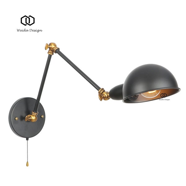 Swing Arm Sconce - Articulating Light - Swing Wall Lamp - Bedside Lighting - Bathroom Lighting - Industrial Sconce - Barn Light - UL Listed