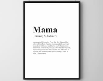 Poster Download MAMA | Definition | mother | Mother's Day | Gift | saying | Art print | birthday | Thank you | Duden | Thank you