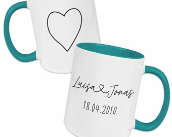 Tasse PARTNER NAMEN DATUM | Personalisiert | Geschenk | Hochzeit | Jahrestag | Valentinstag | Hochzeitstag | Hochzeitsgeschenk | Liebe Herz