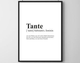 Definition Tante - Poster Download | Familie - minimalistisch