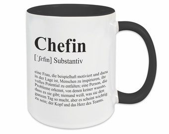 Tasse CHEFIN | Geschenk | Spruch | Definition | Dankeschön | Kaffeetasse | Lustig | Beförderung | Büro | Geburtstag | Vorgesetzte | Abschied