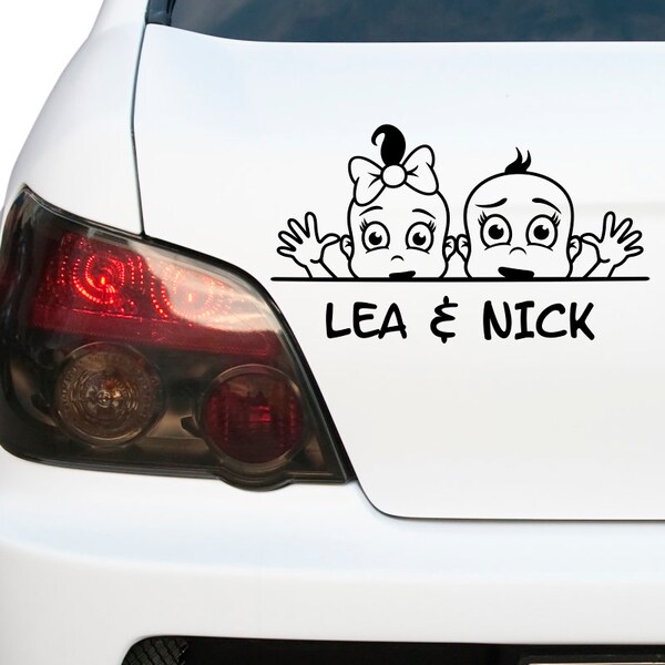 Car Stickers ++ BABYS FENSTERBANK - Twins Girl/Boy ++ Car