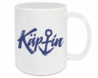 Tasse "Kapitänin" Schriftzug | Lustige Kaffee Tasse | Geschenk für Chefin, Cool Moms, Freundin