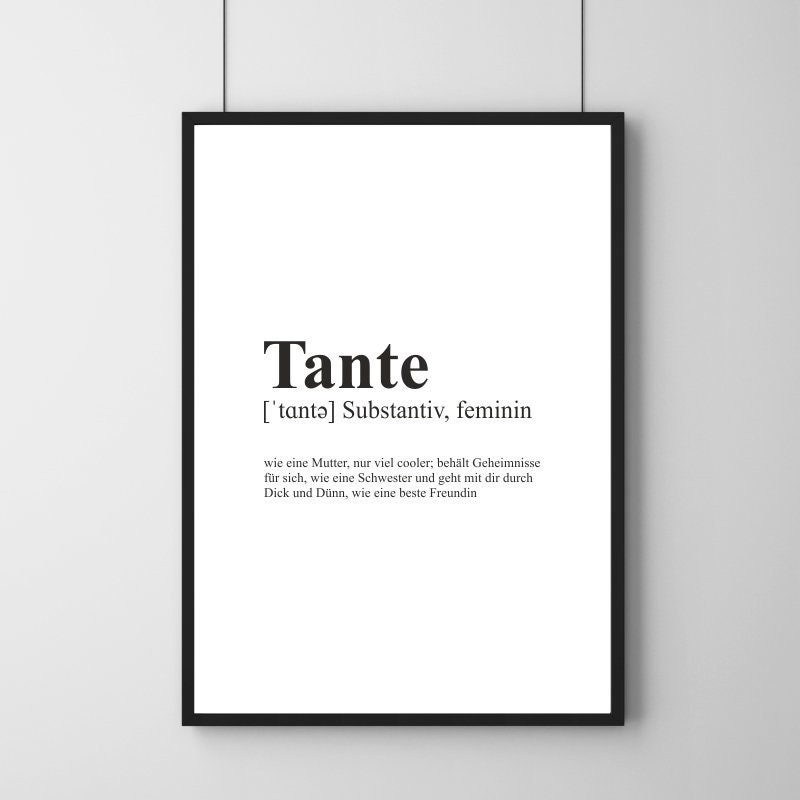 Poster TANTE Definition Patentante Spruch Geschenk Etsy