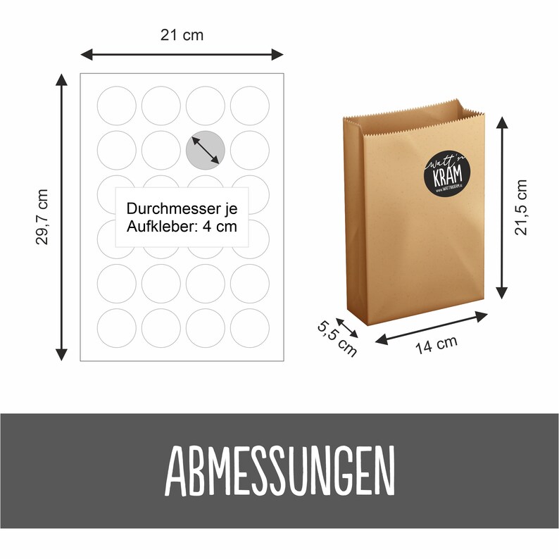 Adventskalender Aufkleber 24 Tüten zum selbst befüllen basteln Kraftpapier Sticker Etiketten Zahlen Nummern schwarz Bild 4