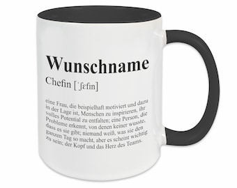 Tasse CHEFIN mit Name | Personalisiert | Geschenk | Spruch | Definition | Kaffeetasse | Lustig | Beförderung | Büro | Vorgesetzte | Danke