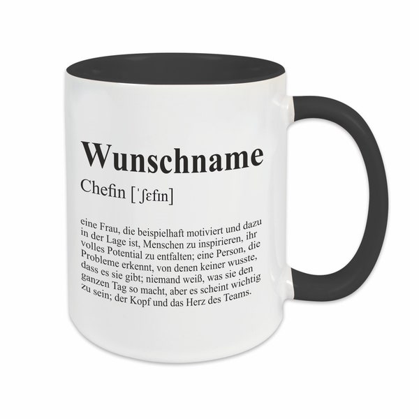 Tasse CHEFIN mit Name | Personalisiert | Geschenk | Spruch | Definition | Kaffeetasse | Lustig | Beförderung | Büro | Vorgesetzte | Danke