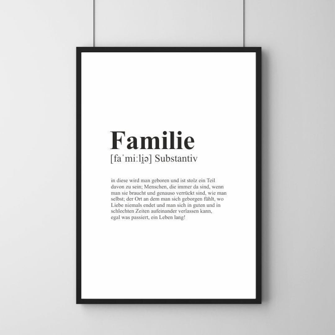 Poster FAMILIE Definition Spruch Geschenk Geburtstag Dankeschön schwarz