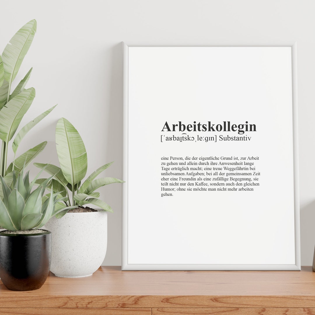 Poster ARBEITSKOLLEGIN Geschenk Geburtstag Spruch Definition Büro