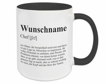 Tasse CHEF | mit Namen | Personalisiert | Geschenk | Definition | Spruch | Dankeschön | Kaffeetasse | Bedanken | Büro | Geburtstag | Boss