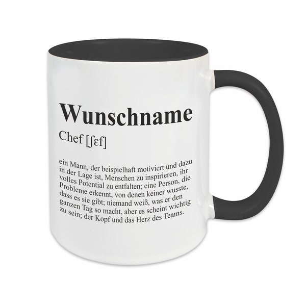 Tasse CHEF | mit Namen | Personalisiert | Geschenk | Definition | Spruch | Dankeschön | Kaffeetasse | Bedanken | Büro | Geburtstag | Boss