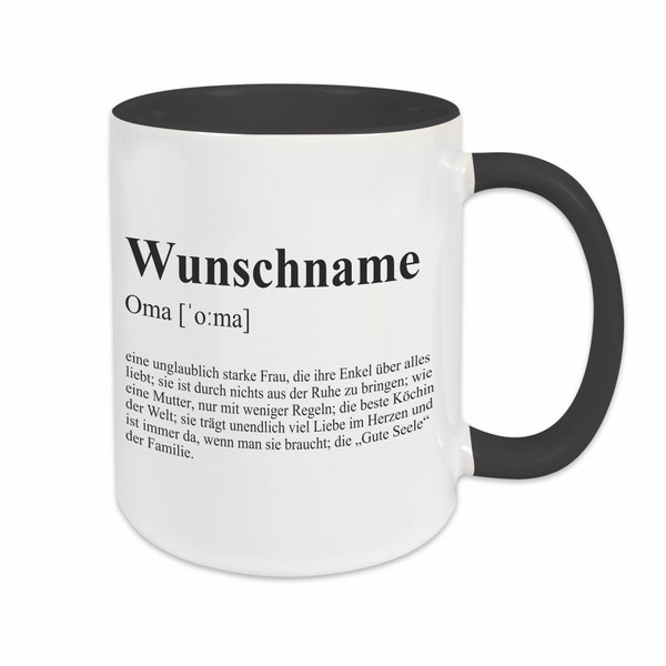 OMA Tasse mit Name | Personalisiert | Geschenk | Spruch | Definition | Grossmutter | Kaffeetasse | Geburtstag | Duden | Bedanken  | Danke