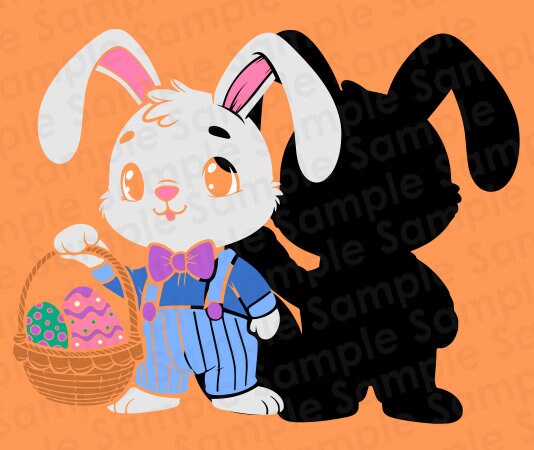Easter Bunny Boy, Eggs, and Basket Svg & Png Cricut Files. Layered ...