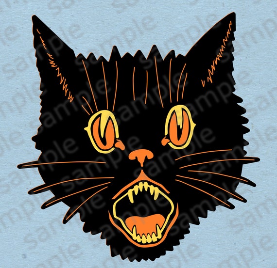 Download Svg 3 Layer Vintage Style Halloween Creepy Black Cat Cricut Etsy