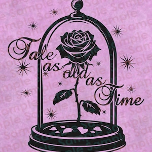 versione 2 DXF, PNG, La bella e la bestia, una fiaba disegnata a mano antica come il tempo, file digitale SVG, file di taglio Cricut, fantastico design per maglietta, principessa