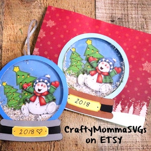 DIY Make your own 3D Snowman Shaker card :) cuttable svg files print and cut background Holiday ornament for Christmas pattern & directions