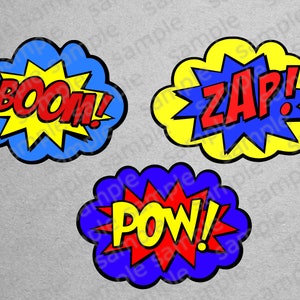POW ZAP BOOM Digital Svg Birthday decoration super hero cricut, Tshirt design,stencil,iron on diy comic book party decor layered htv vinyl