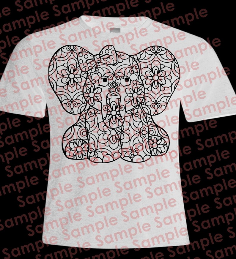 Download Drawing Drafting Easier To Weed Adorable Baby Elephant With Flowers And A Bow On Her Ear Mandala Svg Plus Printable Diy Htv Iron On Tshirt Design Cmsvgs Craft Supplies Tools