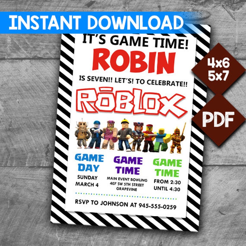 Roblox Invitation Roblox Birthday Invitation Roblox Party Invitation Roblox Birthday Party Invite Roblox Thank You Pdf Instant Download - 