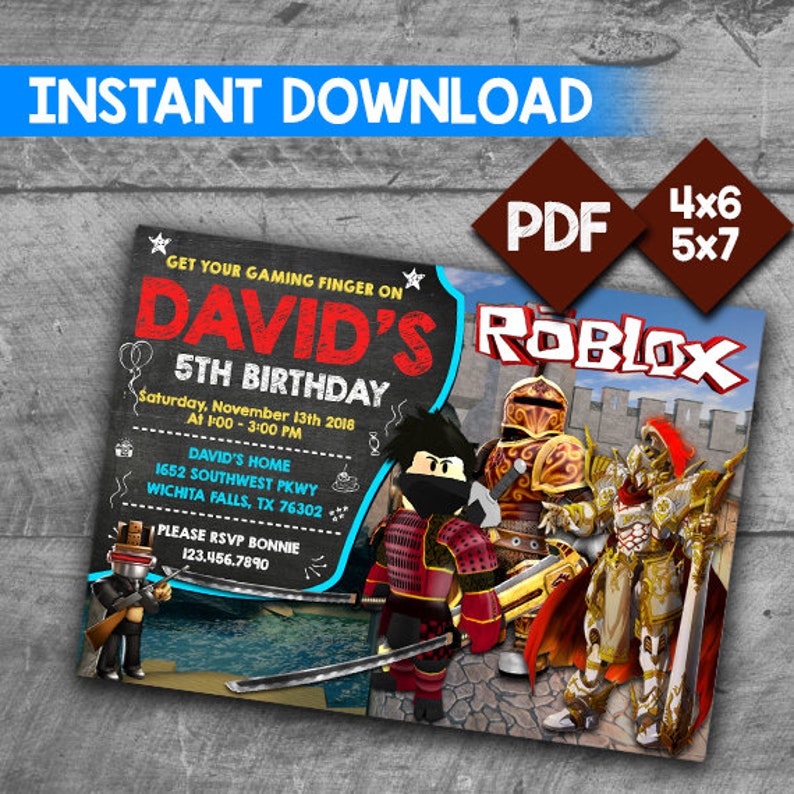 Roblox Invitation Roblox Birthday Invitation Roblox Party Invitation Roblox Birthday Party Invite Roblox Thank You Pdf Instant Download - 