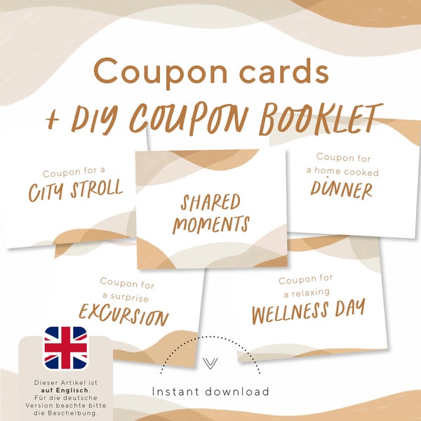 Printable Gift Coupons Voucher cards to print at home, ideal as a gift for Mother's Day or birthday