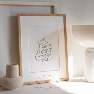 Printable Poster with a fox family motif to print out at home