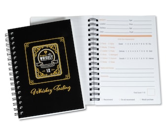 Whiskey Tasting Journal & Label Collector Book | Pocket Sized Bourbon Logbook | Scotch Review Diary | Gifts for Whiskey Lovers and Men