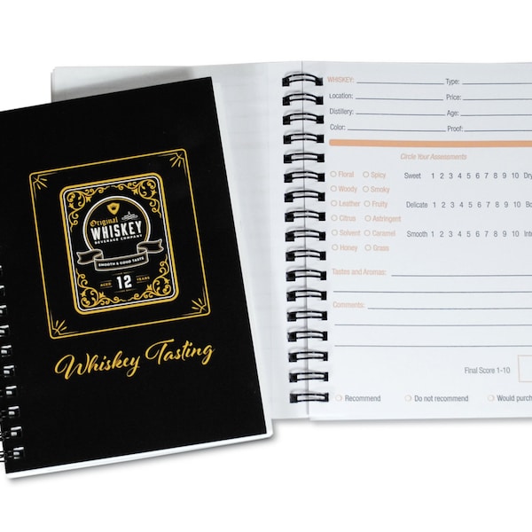 Whiskey Tasting Journal & Label Collector Book | Pocket Sized Bourbon Logbook | Scotch Review Diary | Gifts for Whiskey Lovers and Men