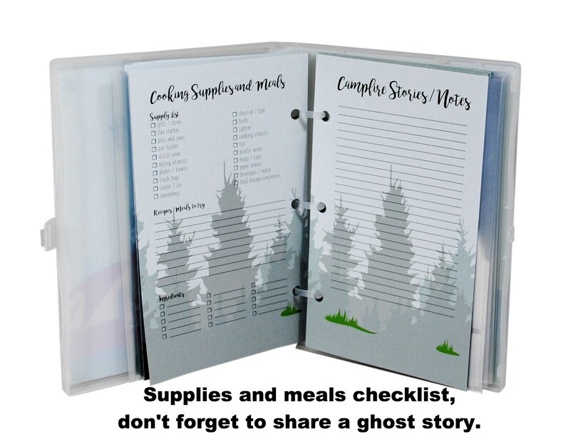 Mini Camping Planner and Scrapbook, 4 Trips, 20 Page Protectors Forest image 3