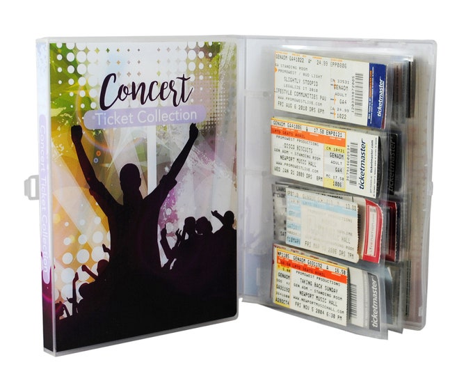 Concert Ticket Collection Album, 10 Ticket Pages Included, Holds 40-80 Tickets
