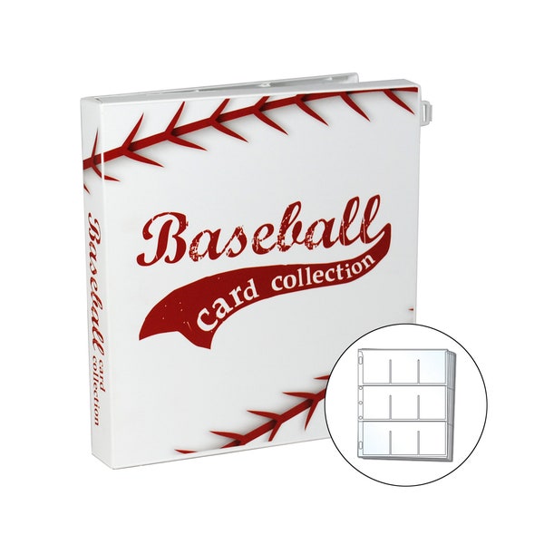 Baseball Trading Card Collection Album, 10 Trading Card Pages Included, Holds 180 Cards