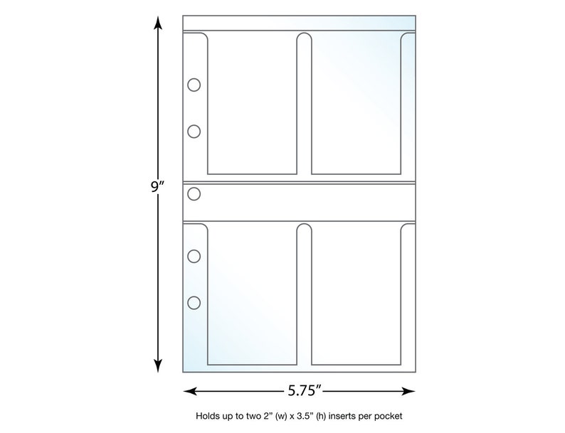 Holds 3.5 x 2 Inserts Pack of 20 Ticket Stubs or Business Cards Mini Page Protector