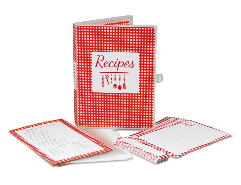 DIY Recipe Organizer Kit 50 Recipe Cards and 25 Pages Red Etsy