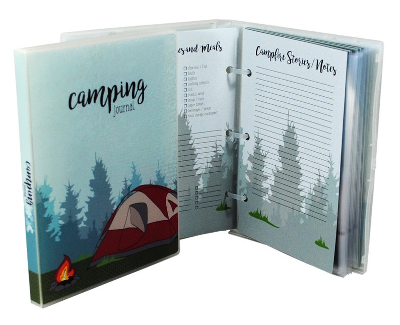 Mini Camping Planner and Scrapbook, 4 Trips, 20 Page Protectors Forest image 1