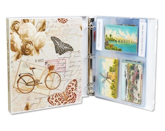 Postcard Storage Album & Organizer Binder | Vintage Postcard Display Case | 25 Acid-Free Pages - Holds up to 150 Postcards