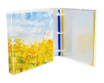 Ukraine Flag, Sunflower Field, Blue Sky, Watercolor Binder - Ukraine Based Artist, All Profits Go To World Hope International