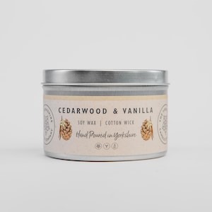 Cedarwood & Vanilla | Scented Candle | Hand Poured in Yorkshire | Soy Wax | Vegan