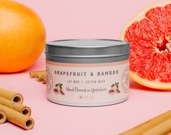 Grapefruit & Bamboo  | Scented Candle | Hand Poured in Yorkshire | Soy Wax | Vegan