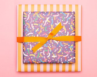 3x wrapping paper colorful sprinkles - wrapping children's gifts with rainbow confetti paper for birthday parties and school enrollment gifts