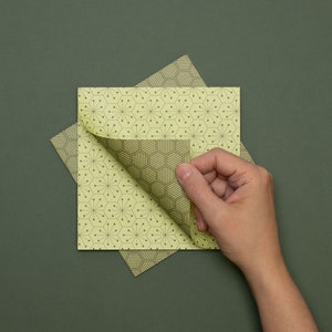 Carta origami per decorazioni pasquali - Carta da bricolage bifacciale verde, carta pieghevole da 15 cm con motivo grafico, 25 fogli - Carta riciclata