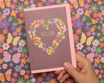 Mother's Day card, wish you all the best for Mother's Day, card flower heart, colorful flowers for Mother's Day mom, Mother's Day grandma, gift Mother's Day